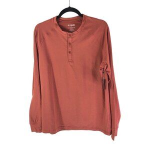01.ALGO Mens Quick Dry Long Sleeve Henley Shirt Moisture Wicking UPF 40 Rust XXL